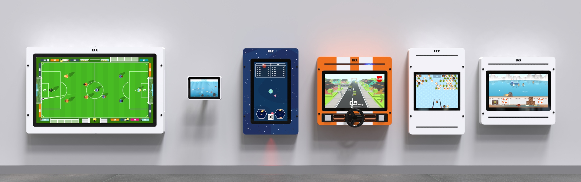 Op deze afbeelding ziet u interactieve speelsystemen met IKC software