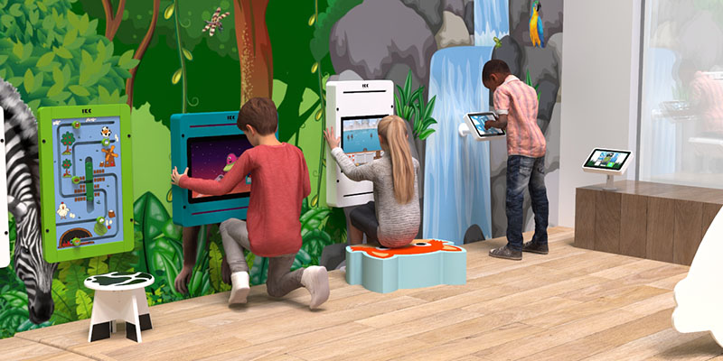 Kinderhoek interactieve speelsystemen Op deze render ziet u interactieve speelsystemen