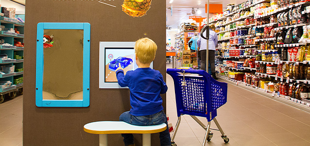 Op deze afbeelding staat een kinderhoek voor retail en supermarkten | IKC