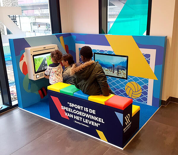 This image shows a custom kids corner in a swimming pool