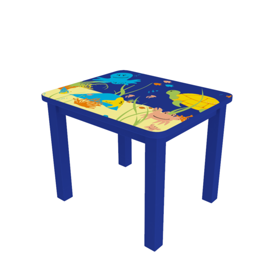 Houten tafel voor kinderen in een kinderhoek of wachtkamer met een zee dieren thema | IKC kindermeubels