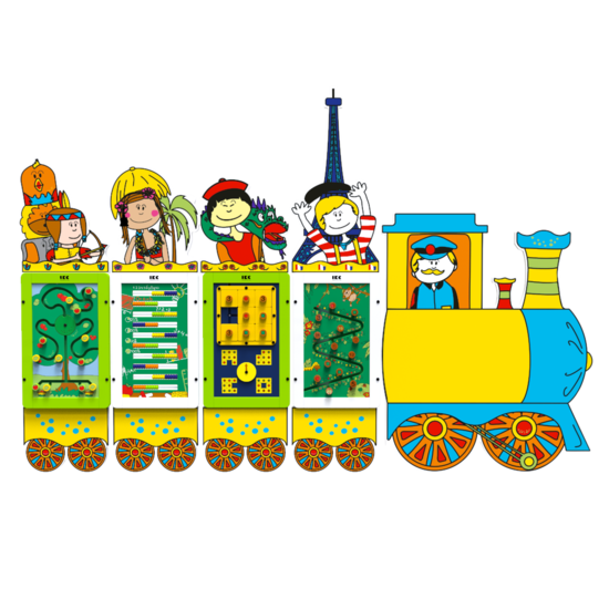 speelsysteem in het trein thema uit te breiden met verschillende wagons en landen en voor meerdere speelelementen | IKC speelsystemen voor kinderen